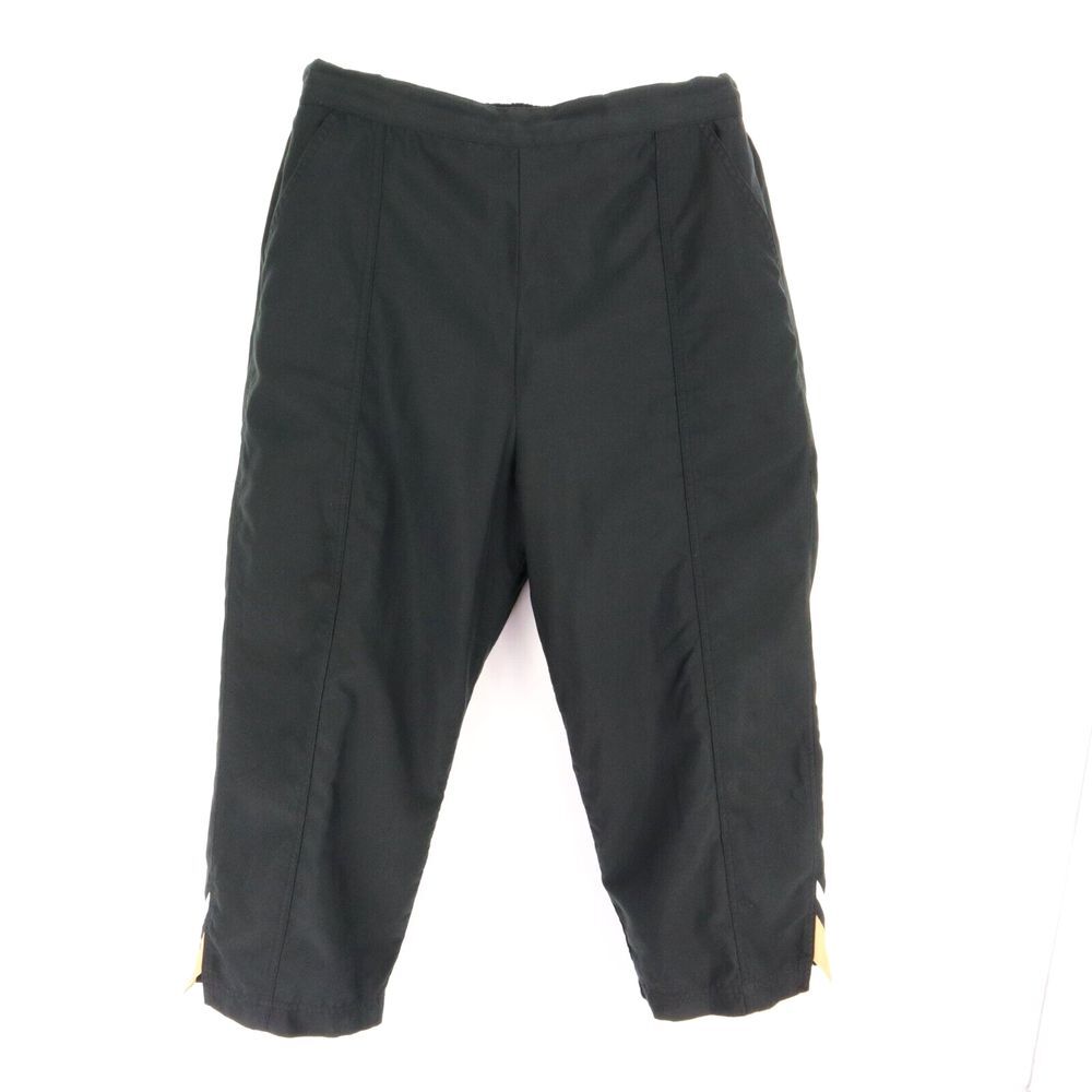 MTA Sport Capri Activewear Pants Womens Size 1X Black Elastic Waist Pockets